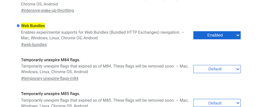 Chrome flag settings